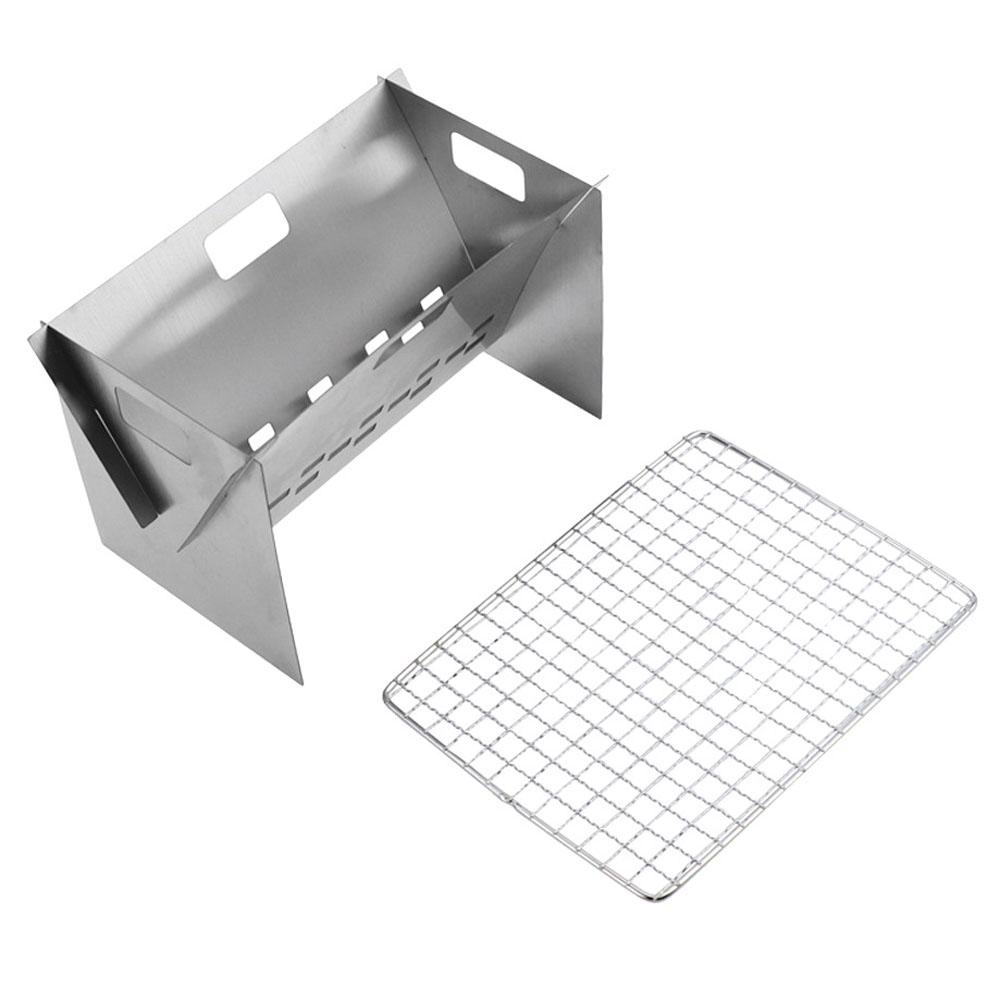 Bếp Nướng Ngoài Trời Mini Thép Không Gỉ Phù Hợp Cắm Trại Dã Ngoại Bbq Có Thể Gấp Gọn Kèm Túi Đựng