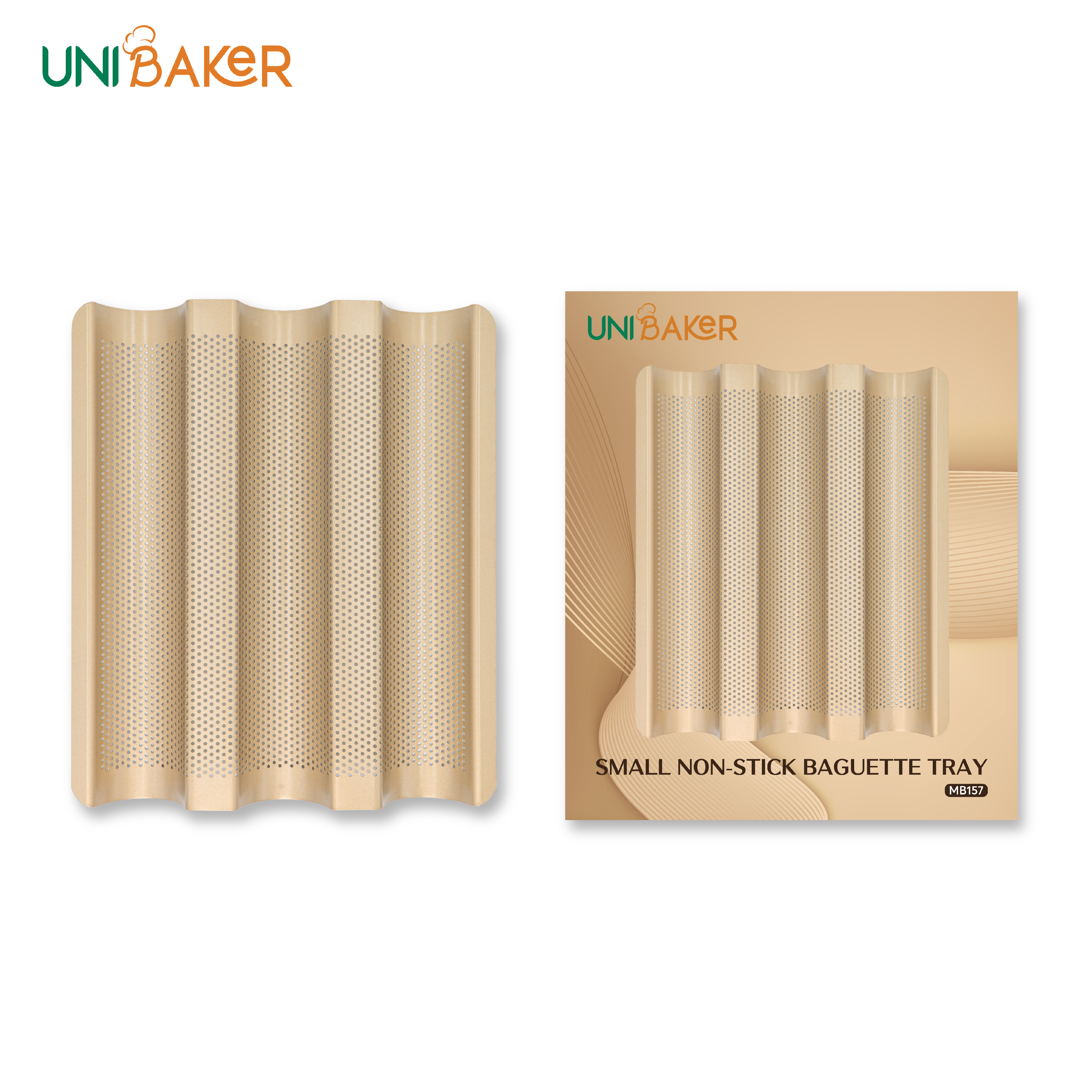 KHAY BÁNH MỲ CHỐNG DÍNH 3 SÓNG NHỎ UNIBAKER MB157