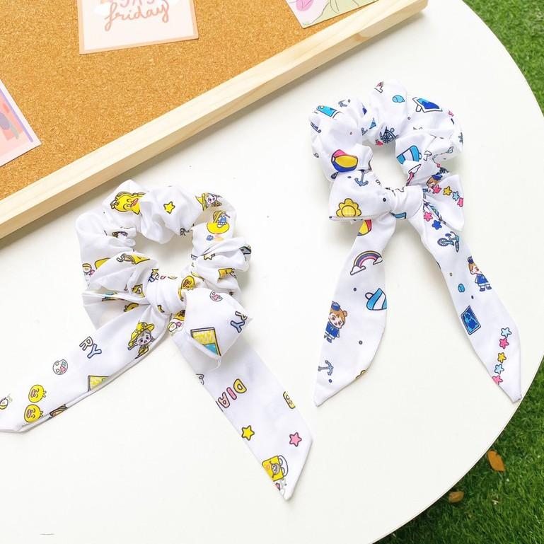 Cột tóc scrunchies nơ dễ thương