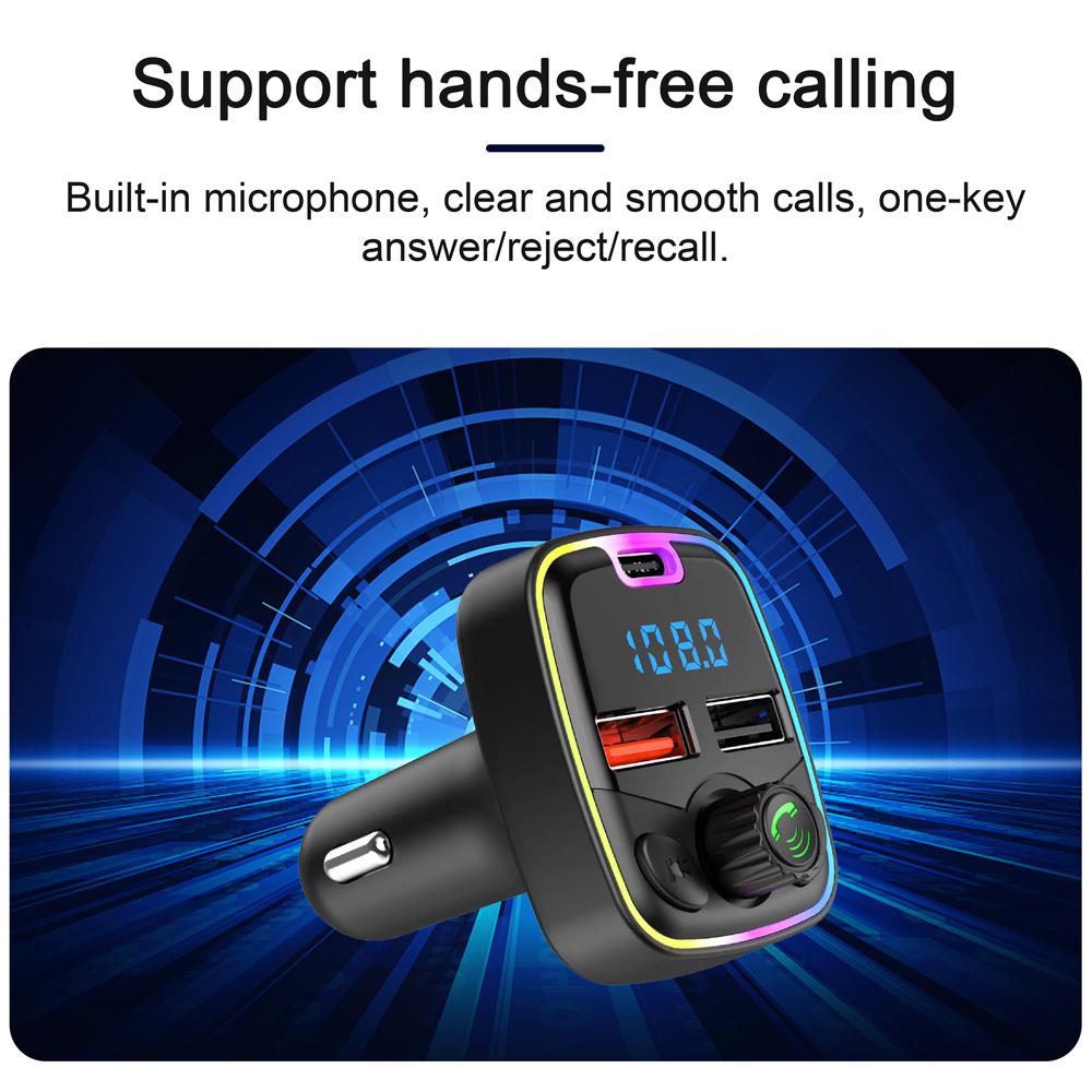 Car BT MP3 Player Radio Receiver PD & Dual USB Car Charge Adapter Support Hands-Free Calling U-Disk Playback