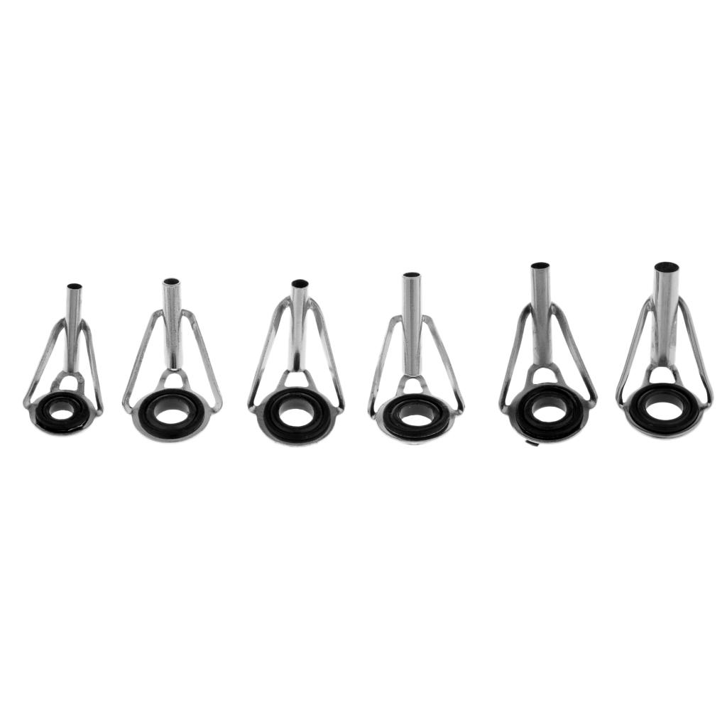 65Pcs Metal Fishing Rod Guides Ring Rod Repair Kit DIY Tips Rings