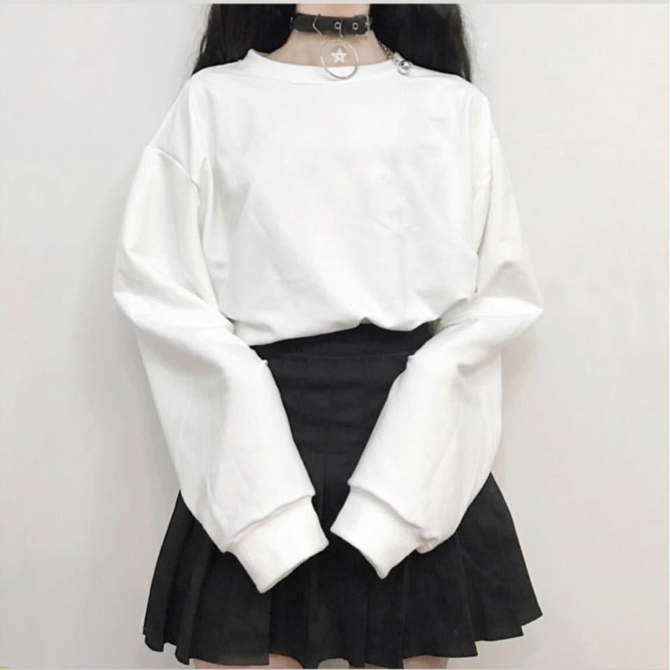 Sweater trắng vải nỉ cotton ép bông cực dày