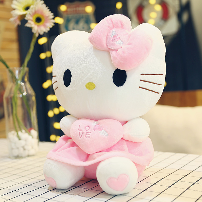 Gấu Bông Mèo Kitty Ôm Tim Siêu Dễ Thương (25cm---&gt;60cm) Hàng Cao Cấp Loại 1 Chất Lượng Cao, An Toàn Cho Trẻ Nhỏ