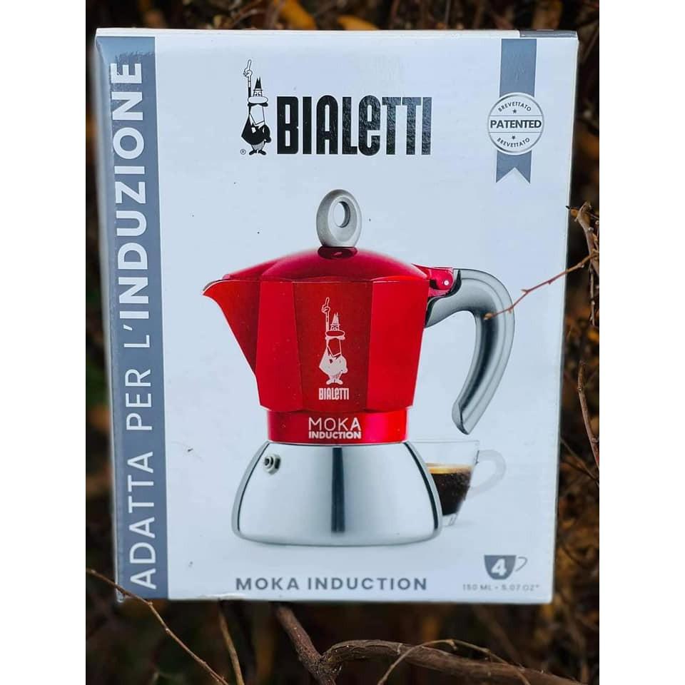 Ấm pha cà phê Bialetti Moka Express ITALY 4 cốc màu đỏ xinh đẹp dùng được bếp từ