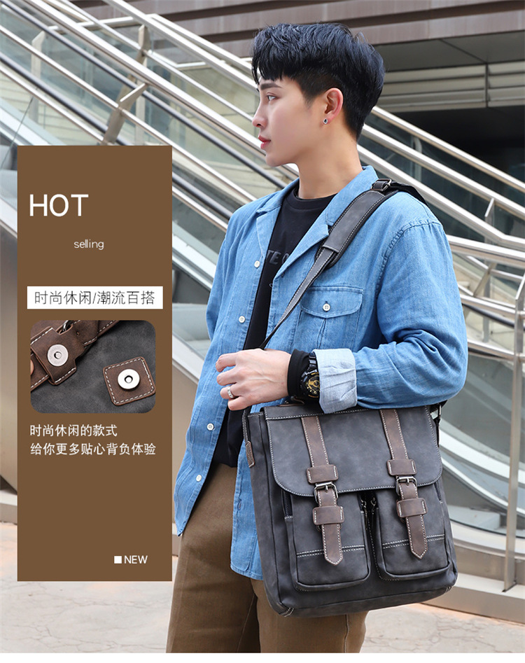 Túi đeo chéo nam DA BÒ thật phong cách mới - DCN9447