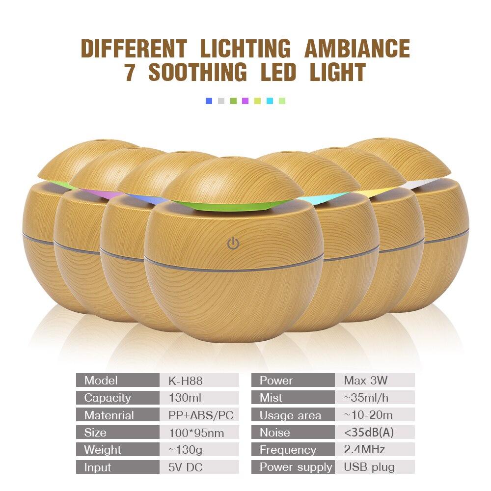 Mini Air Humidifier Ultrasonic USB Aroma Diffuser Wood Grain LED Night Light Electric Essential Oil Diffuser aromatherapy Home