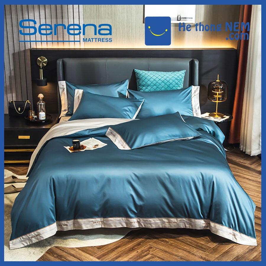 Bộ Chăn Ga Gối 5 Món SERANA Bộ Chăn Ga Lụa Satin Trải Giường Cao Cấp - Hệ Thống Nệm