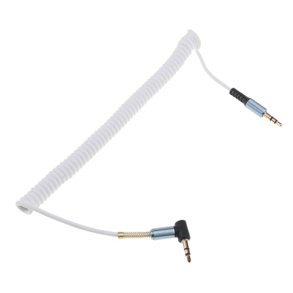3.5mm M to M Aux Cable Cord L-Shaped Right Angle Audio Headphone White