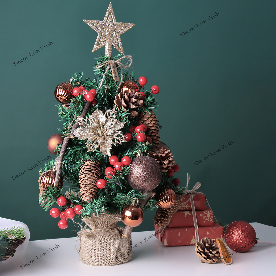 Cây Thông Noel Hàn Quốc THQ20 40cm Cây Thông Vintage Trang Trí Giáng Sinh