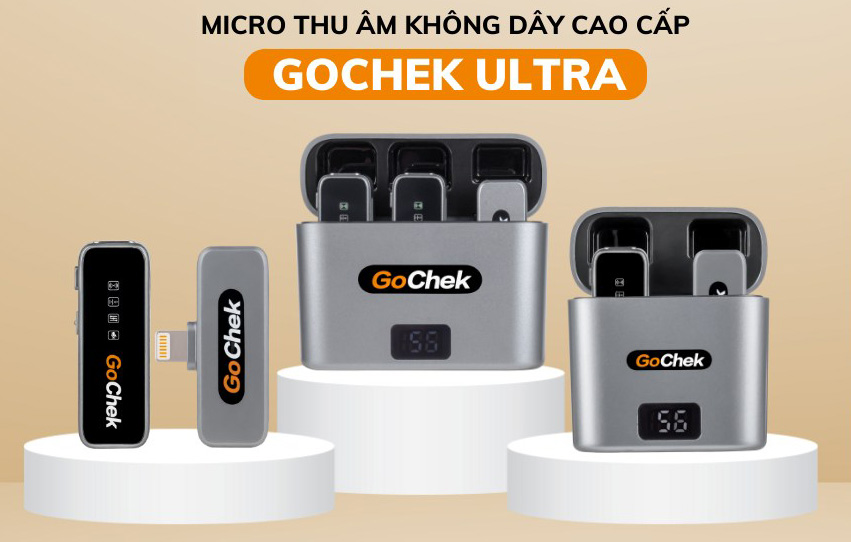 Micro thu âm không dây Sothing gochek GC-C/D ULTRA kèm đốc sạc, lọc tạp âm khi live, quay video, ghi âm cho điện thoại, máy tính- Hàng Chính Hãng