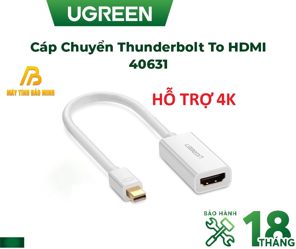 Cáp Chuyển Thunderbolt To HDMI UGREEN 40361 4K*2K - Mini Displayport Sang HDMI - 40361-Hàng Chính Hãng