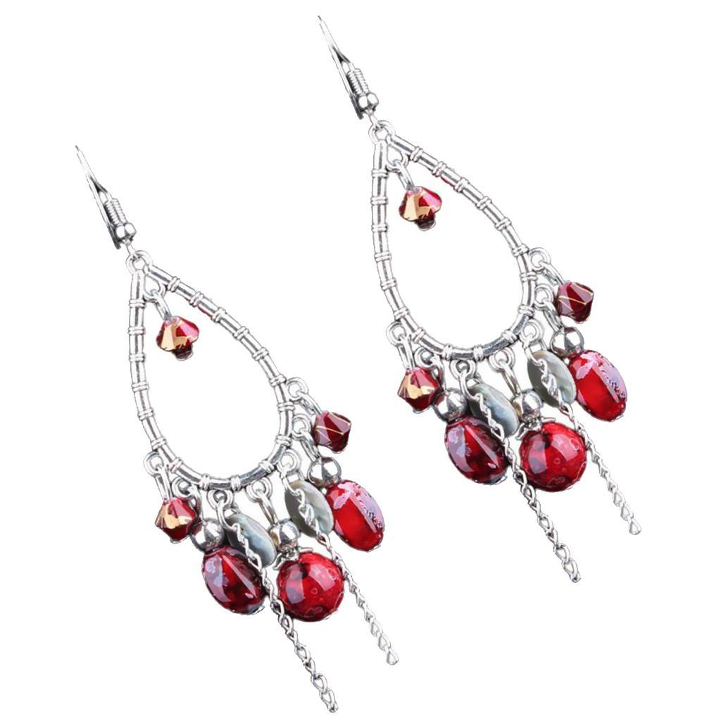 Fashion Bohemia Red Beads Dangle Earrings Retro Elegant Party Ornaments