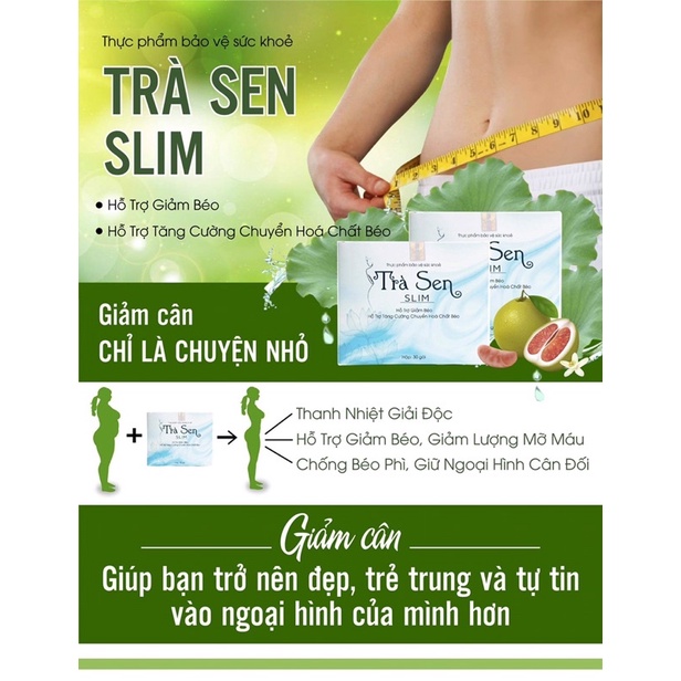 Trà Sen Slim liệu trình 30 ngày - Giả.m cân, Hỗ trợ giảm bắp tay, giảm eo, giảm đùi. Cam kết giảm ít nhất 2-7kg/hộp