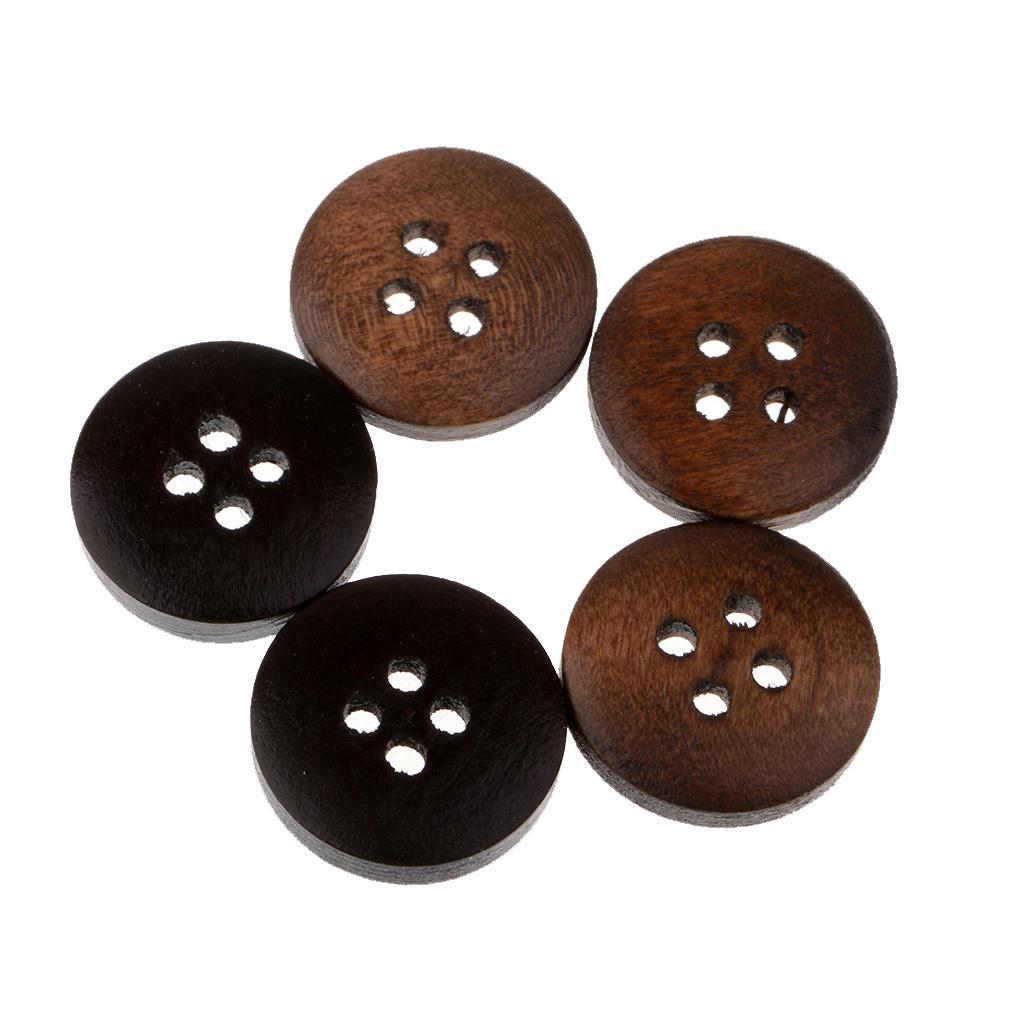 50 Piece Vintage 4 Holes Wooden Buttons for Sewing on Clothing Decoration 15mm