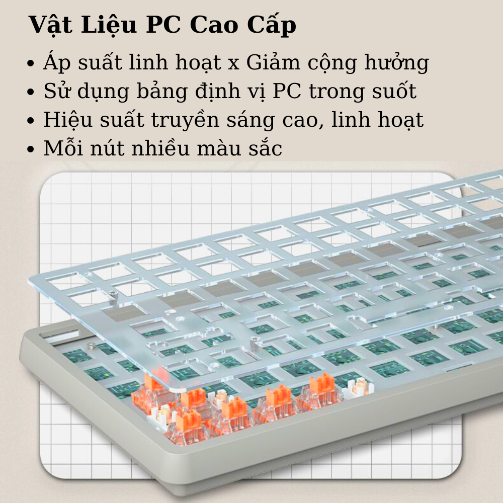 Bàn Phím Cơ Hotswap Bluetooth Langtu GK65, GK85, GK102, GK69 Triple Mode Có Led Hàng Chính Hãng