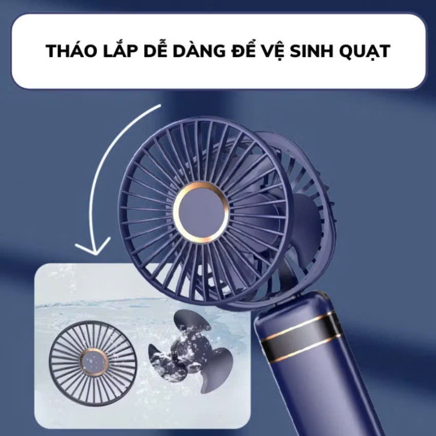 Quạt Mini Cầm Tay Tích Điện 10.000mAh, Đeo Cổ, Gấp Gọn, 5 Tốc Độ Gió Linh Hoạt - HÀNG CHÍNH HÃNG MINIIN