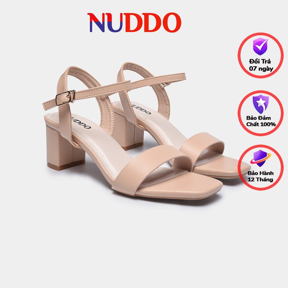 Giày sandal cao gót nữ quai ngang mảnh thời trang công sở cao cấp Nuddo gót vuông cao 5p