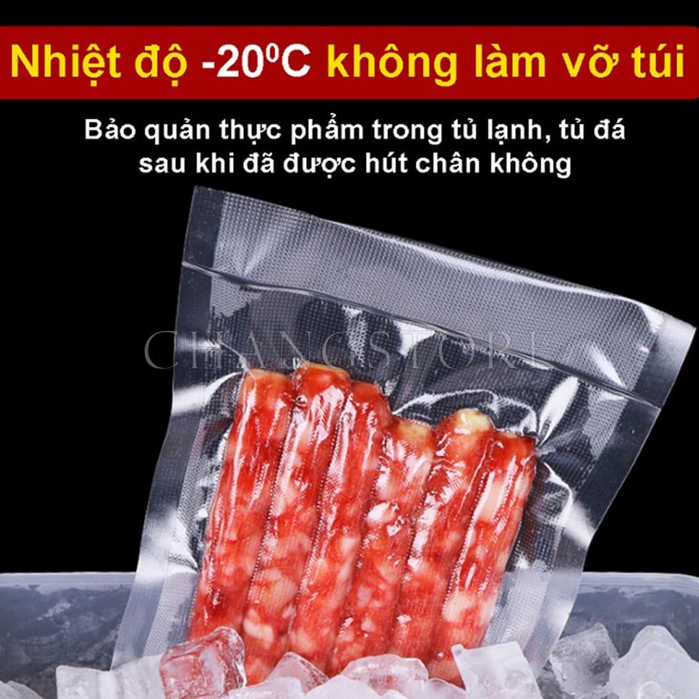 Set 100 Túi Hút Chân Không Một Mặt Nhám, Túi Ép Chân Không Kích Thước 17cmx25cm Cao Cấp