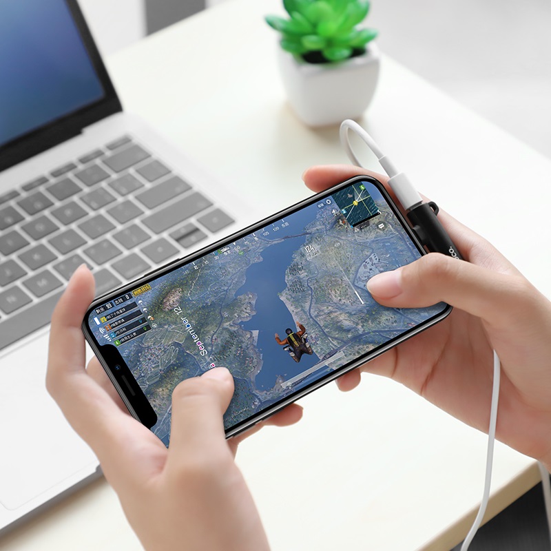 Bộ chuyển đổi Lightning Sang cổng 3.5mm + Lightning Hoco LS21 - Hàng chính Hãng