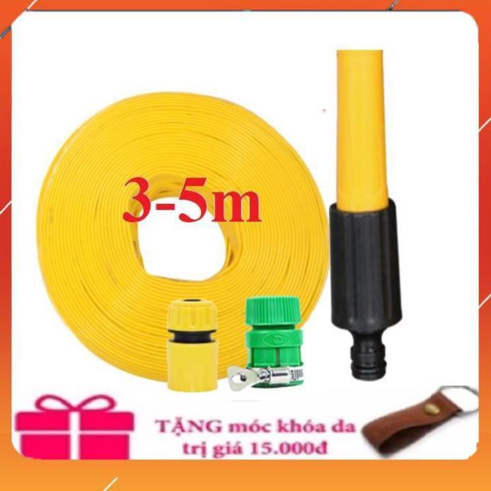 Bộ dây vòi xịt nước rửa xe, tưới cây , tăng áp 3 lần, loại 3m, 5m 206622-5 cút sập,nối nhựa vàng+ móc khoá