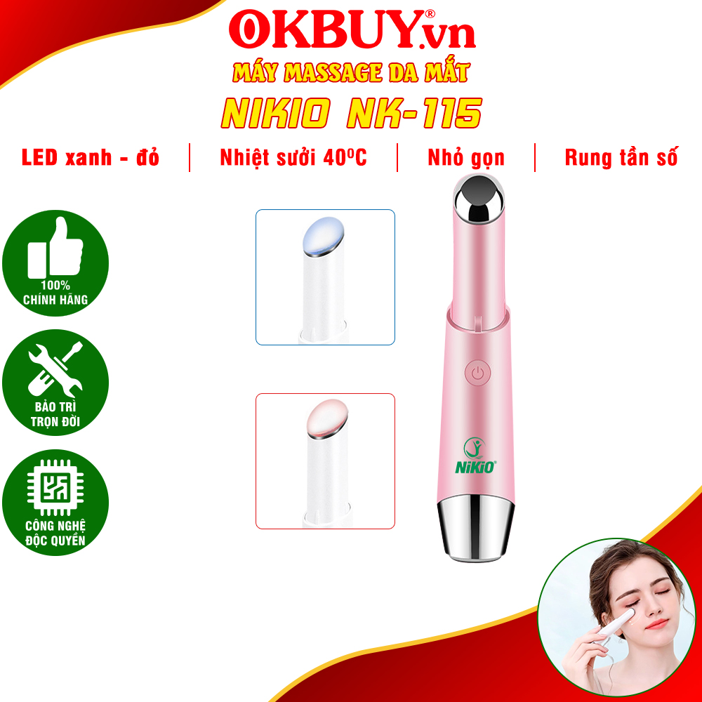 Bút Massage Mắt, Máy Mát Xa Môi Nhiệt Nóng Nikio NK-115 - Giảm Nếp Nhăn Và Thâm Quầng Mắt, Mỏi Mắt Hiệu Quả