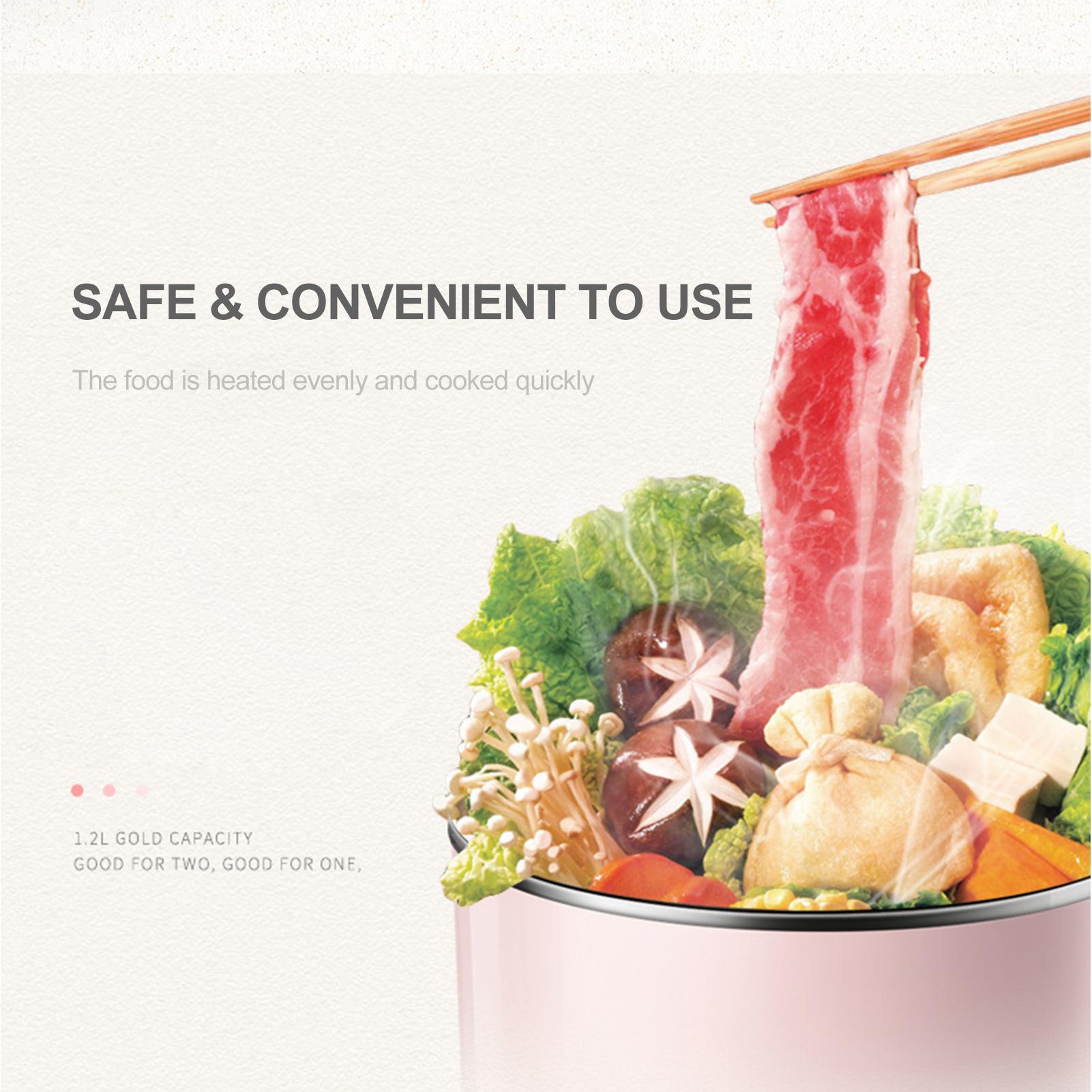 Lẩu điện đa năng dung tích 2.2L, Lòng nồi chống dính tiện lợi bằng thép không gỉ chất lượng cao bên trong và nắp kính chống ố