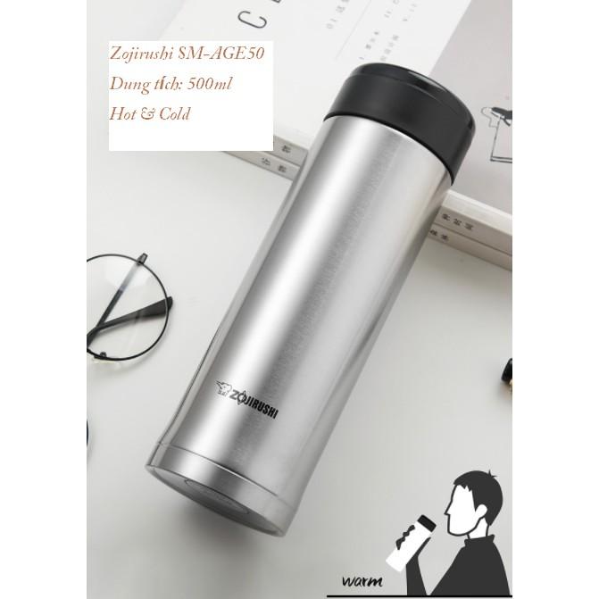 Bình giữ nhiệt inox cao cấp Zojirushi 500ml, an toàn sức khỏe, hàng chính hãng, thương hiệu Nhật Bản SM-AGE50