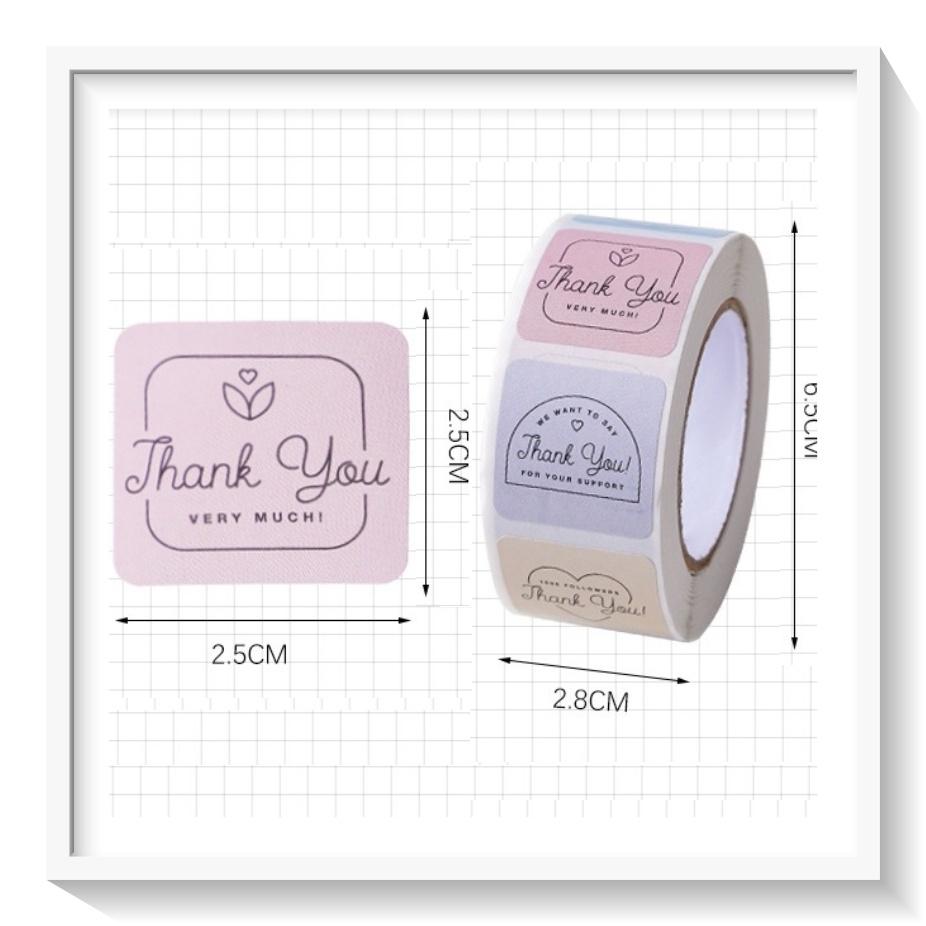 Cuộn 500 miếng tem vuông Decal in nhiệt, sticker Thank You giá rẻ, tem dán bán sản phẩm tô điểm gói quà Q1693