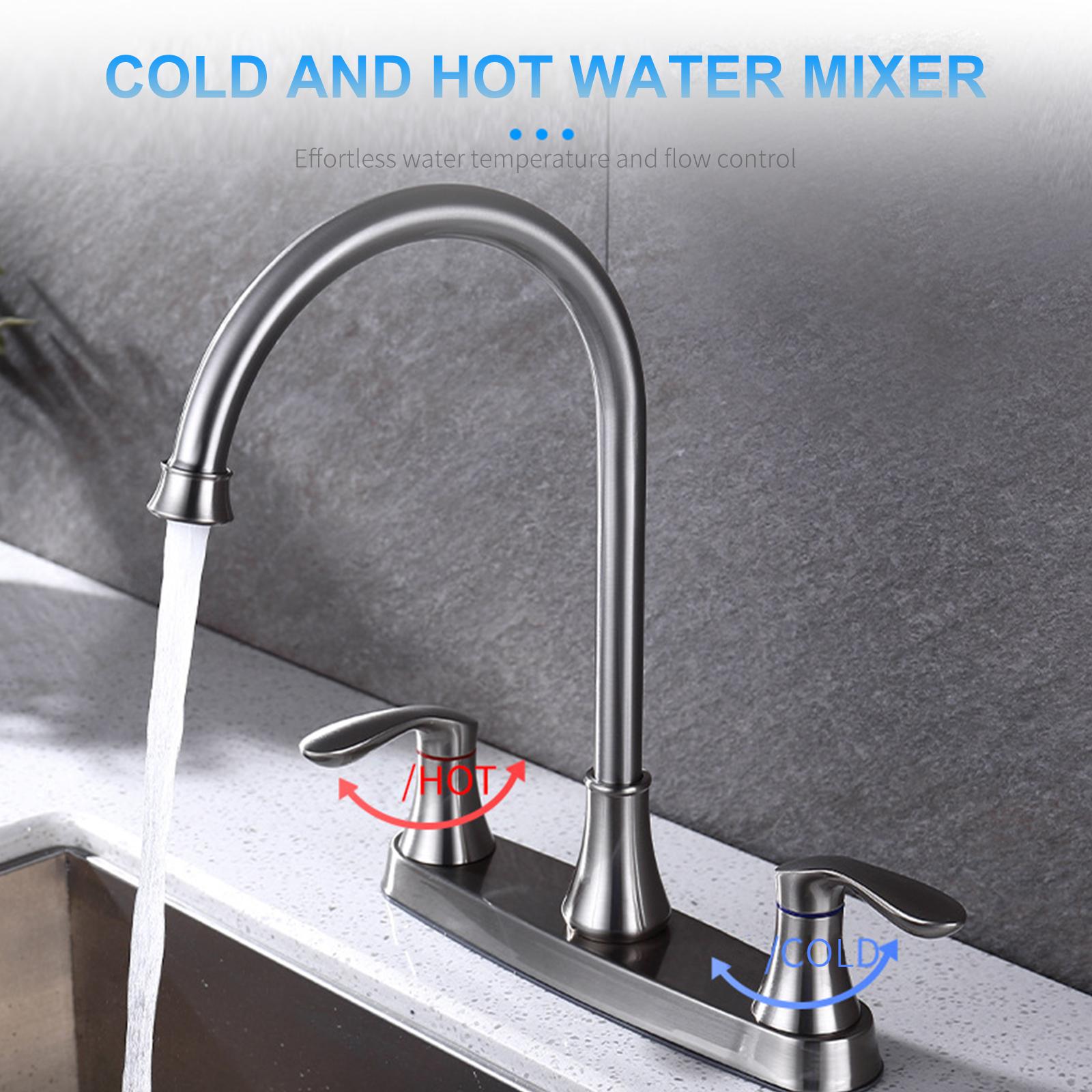 Vòi bếp tay cầm sang trọng có 2 chế độ nóng & lạnh xoay 360 độ với vòi phun cho bồn bếp, bồn rửa mặt