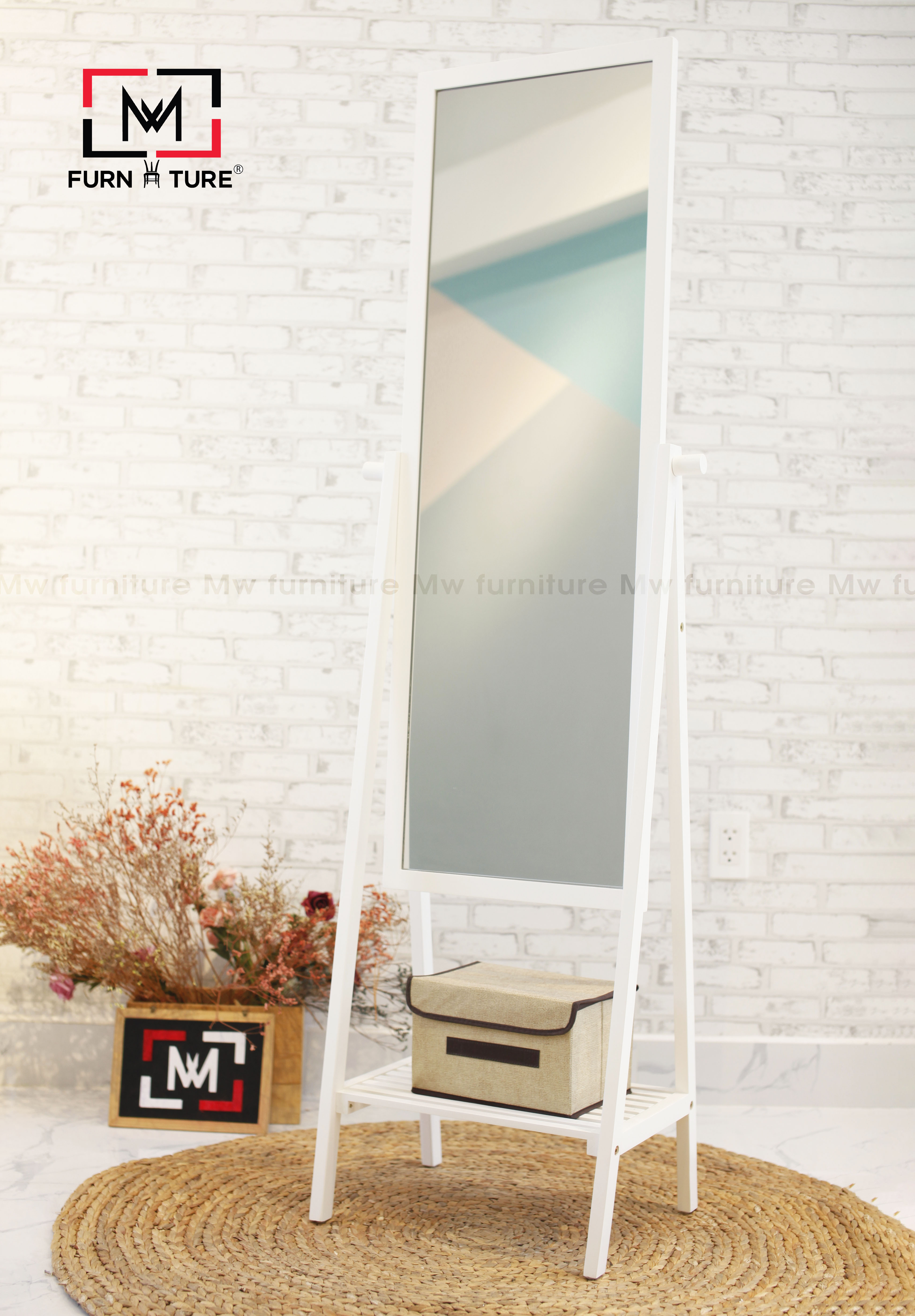 GƯƠNG KỆ ĐỨNG KHUNG GỖ HÀN QUỐC - A MIRROR SHELF