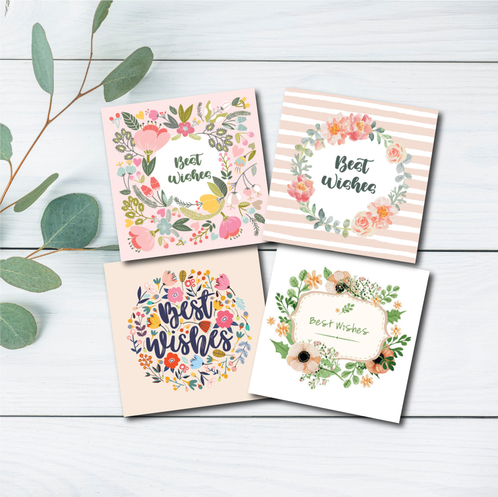 Combo 4c Thiệp chúc mừng congratulations - Thiệp Grey 9x9cm kèm phong bì