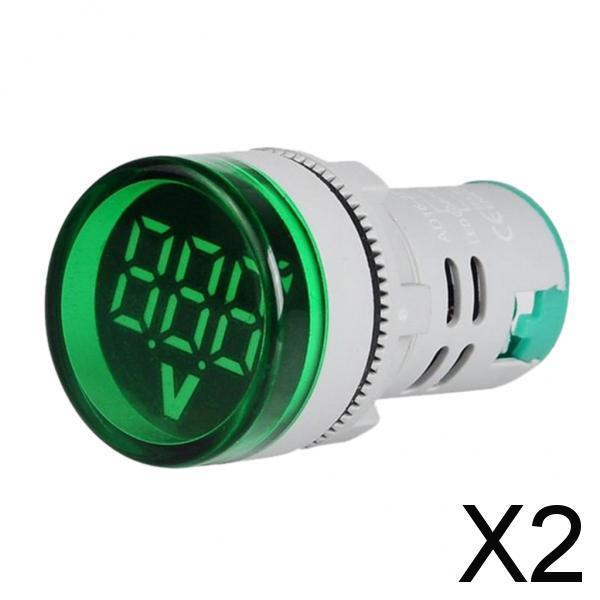 2xVoltmeter AC 12-500V Voltage Meter Power Monitor LED Indicator Green