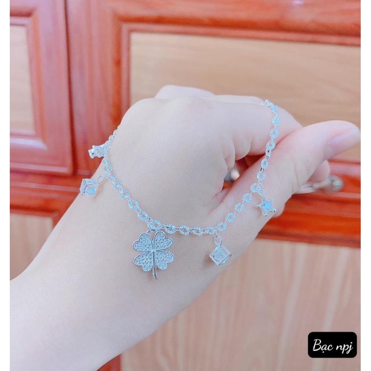 Lắc tay nữ treo charm ️ XINH XẮN ️ , Vòng tay nữ Bạc Ta dày dặn - Bạc Npj