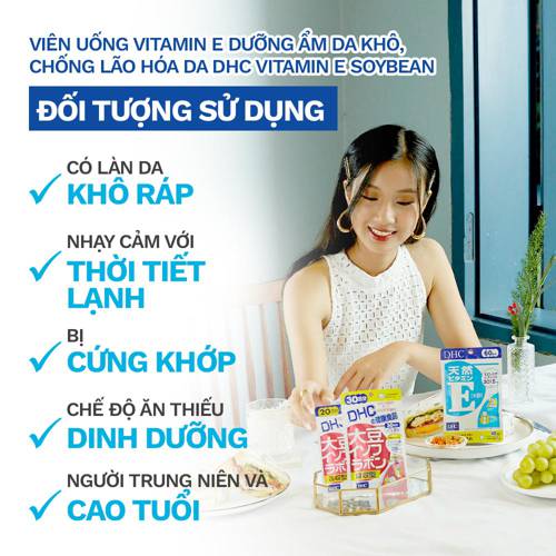 Vitamin E DHC Nhật làm chậm quá trình lão hoá, trẻ hóa da, tăng ẩm da, cải thiện sức khỏe khớp và giảm cảm lạnh - Massel Official