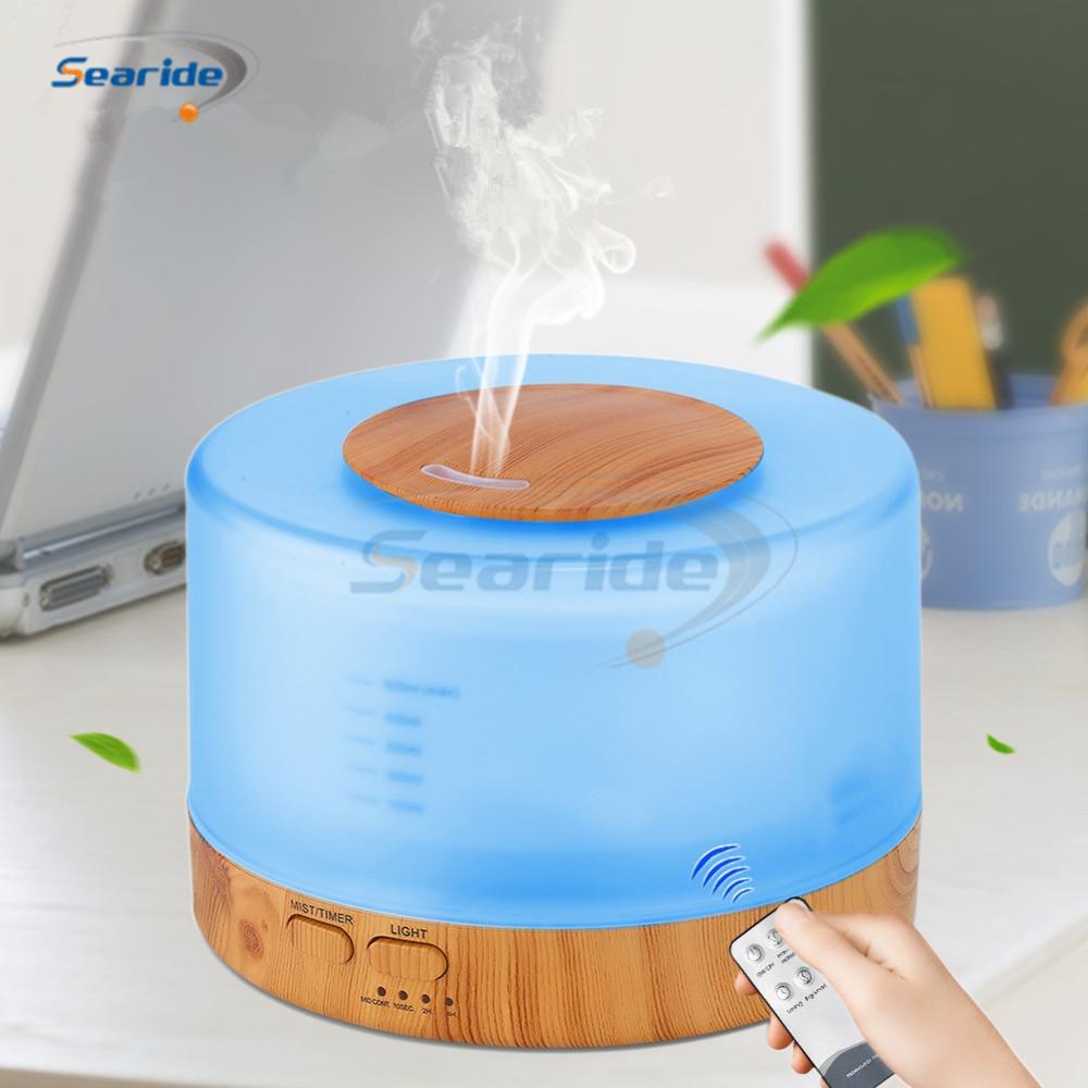 Searide 500ML Máy Tạo Độ Ẩm Không Khí Điều Khiển từ xa Siêu Âm Tinh Máy Khuếch Tán Tinh Dầu Mát Phun Sương Tạo EU AU ANH MỸ nhà Văn Phòng