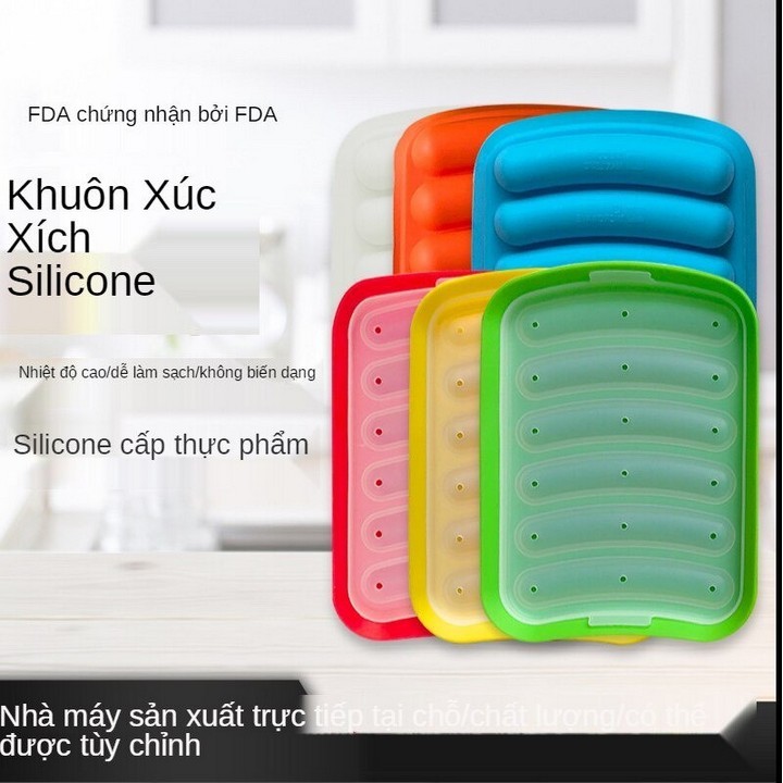 Khuôn silicon làm xúc xích có nắp cho bé