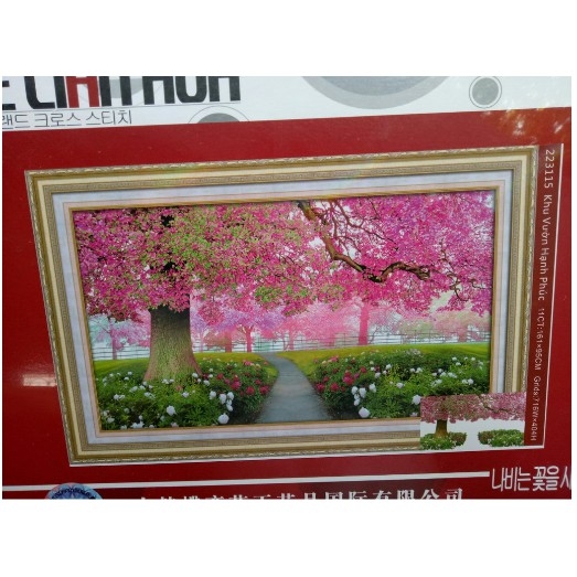 tranh thêu chữ thập Rừng cây màu tím 161x95cm - chưa thêu