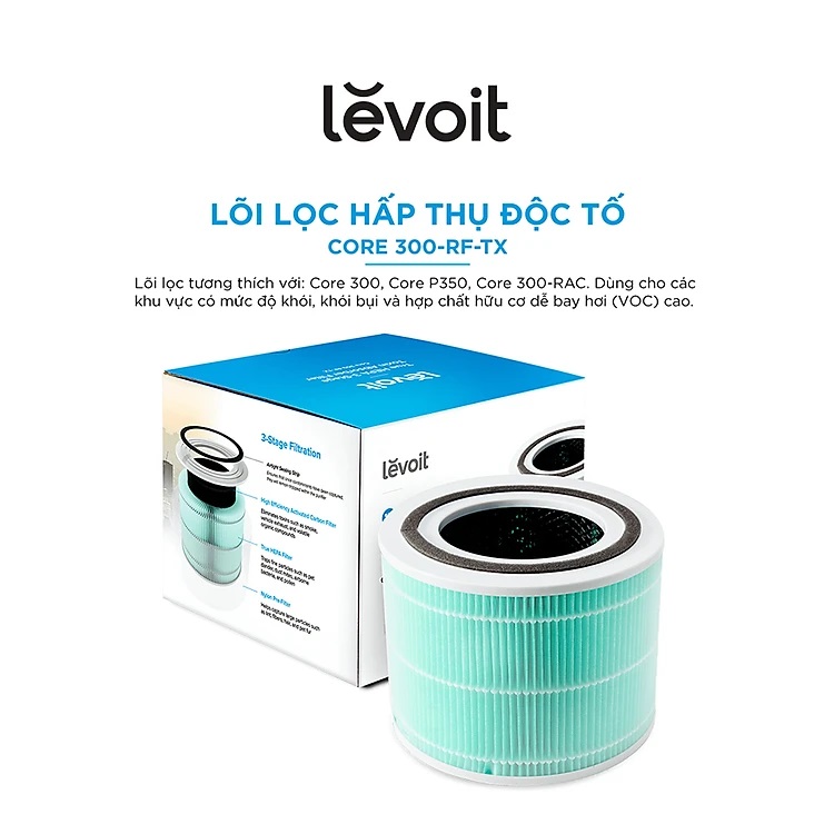 Lõi Lọc Cho Máy Lọc Không Khí Levoit Core 300/300S RF-TX | Bộ Lọc HEPA 3 Lớp | Hàng Chính Hãng