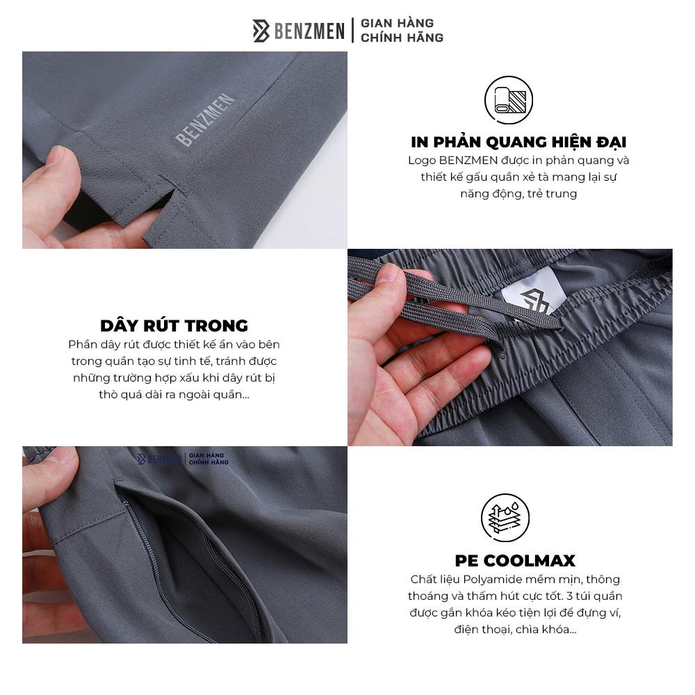 Quần Đùi Short Gió Nam, Quần Sọt Thể Thao Cao Cấp Benzmen Chất Liệu PolySpun  Cạp Chun Thông Thoáng, Co Giãn Thoải Mái, Dễ Vận Động BS01