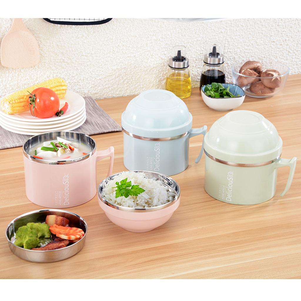 Stainless Steel 3 tier thermal bento Lunch Box Snack Cup w/Soup Bowl