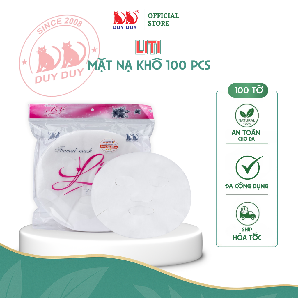 Mặt nạ khô Liti vải rayon mềm mịn 100 miếng (21x23cm) không hóa chất chuyên chăm sóc da mặt