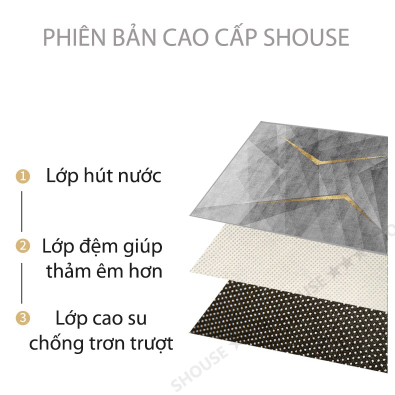 Thảm Lau Chân TCS SHOUSE phòng khách phòng tắm ngủ đế chống trơn trượt siêu thấm hút nước cao cấp sang trọng