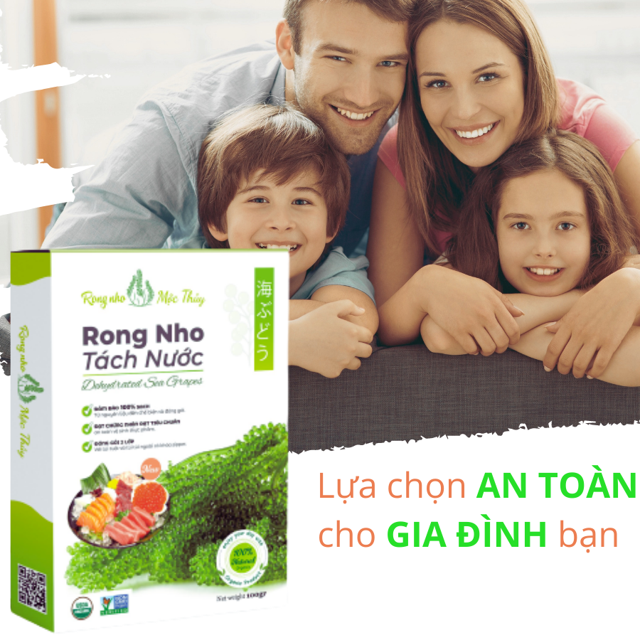 Rong nho tách nước Thuỷ sea grapes xanh nở gấp 3 lần 5 hộp 100gram, rong nho tách nước rẻ chất lượng