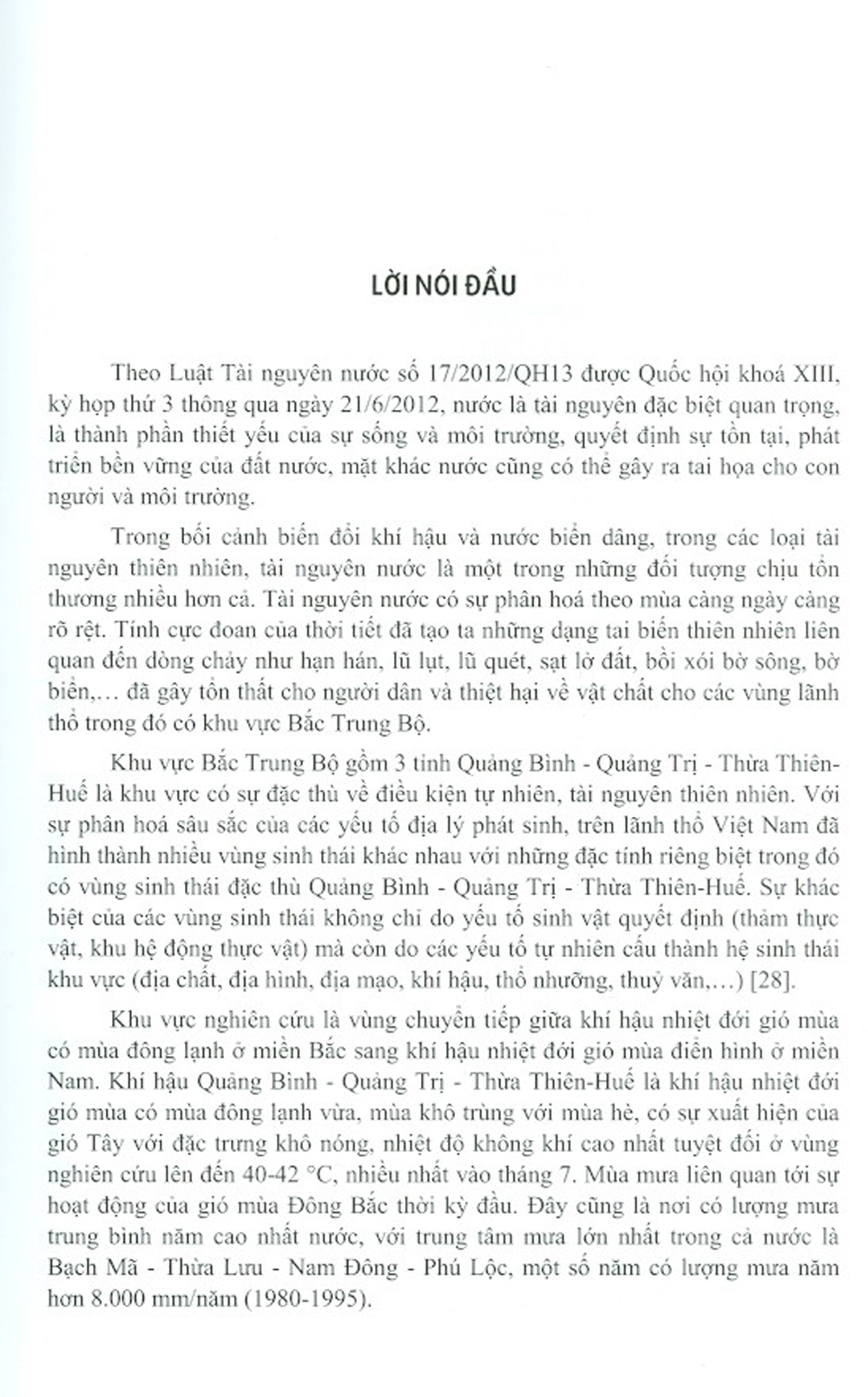 Tài Nguyên Nước Quảng Bình - Quảng Trị - Thừa Thiên-Huế Trong Bối Cảnh Biến Đổi Khí Hậu Và Nước Biển Dâng