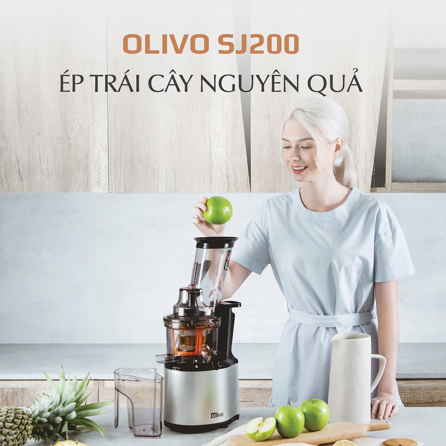 Máy Ép Chậm Trái Cây OLIVO SJ200 Công Suất 260W Ép Kiệt Bã - Hàng chính hãng Olivo