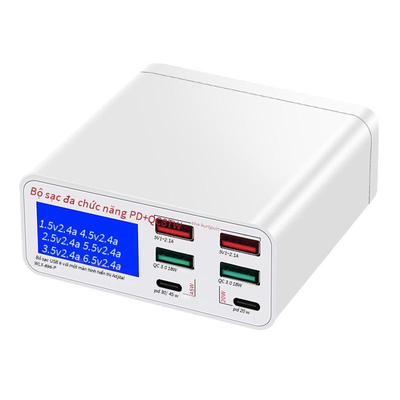 Đặc biệt sạc điện thoại di động USB đa cổng kép PD thông minh đa cổng sạc nhanh máy tính xách tay sạc nhanh 87W có màn hình