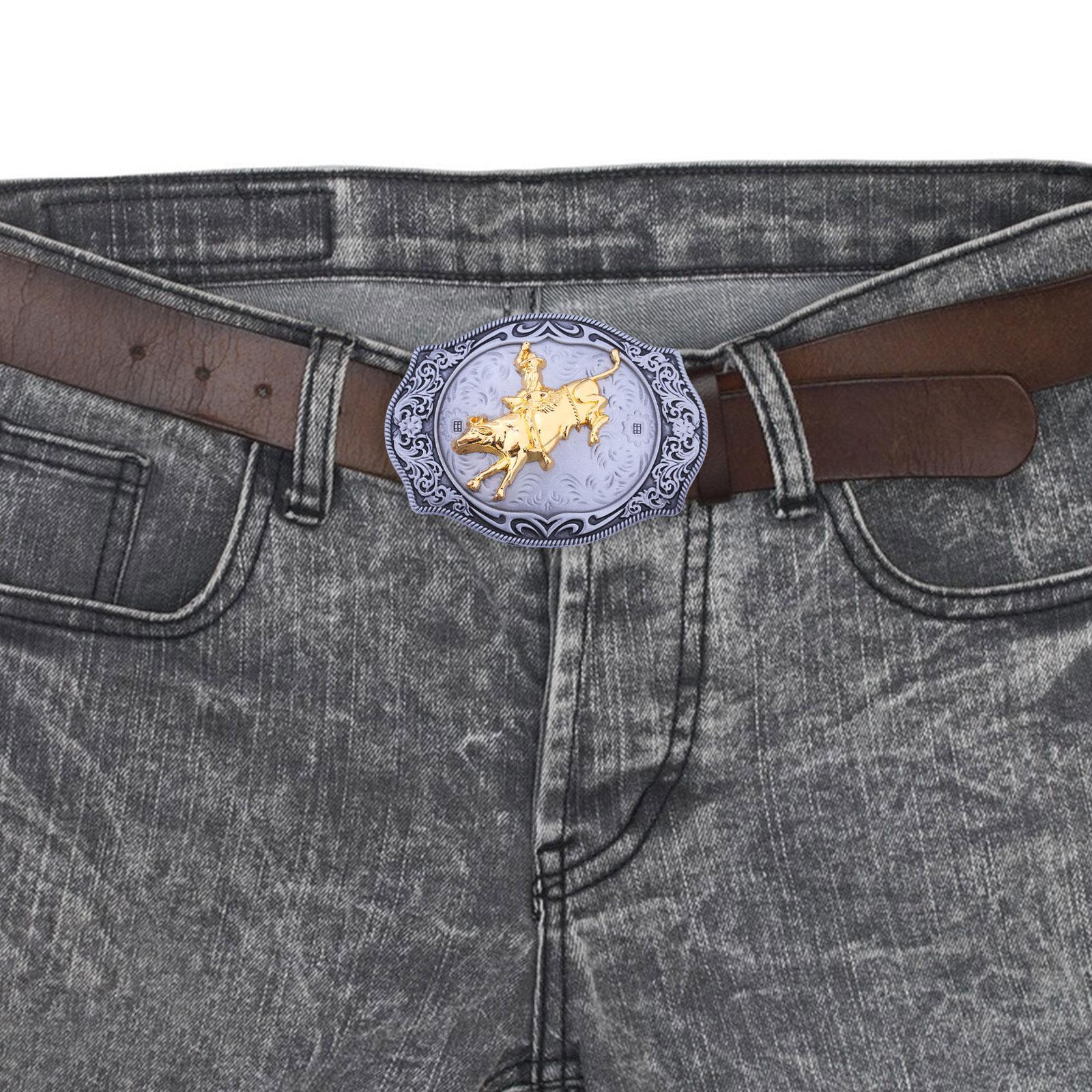 Western Cowboy Belt Buckle for Belts, Engraved Pattern Buckle, Alloy Durable Buckle