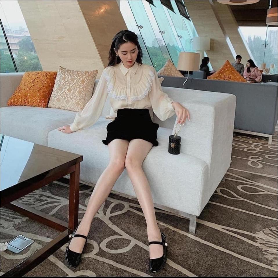 ÁO SƠ MI REN BÈO PHỐI REN 2 LỚP CỔ VUÔNG