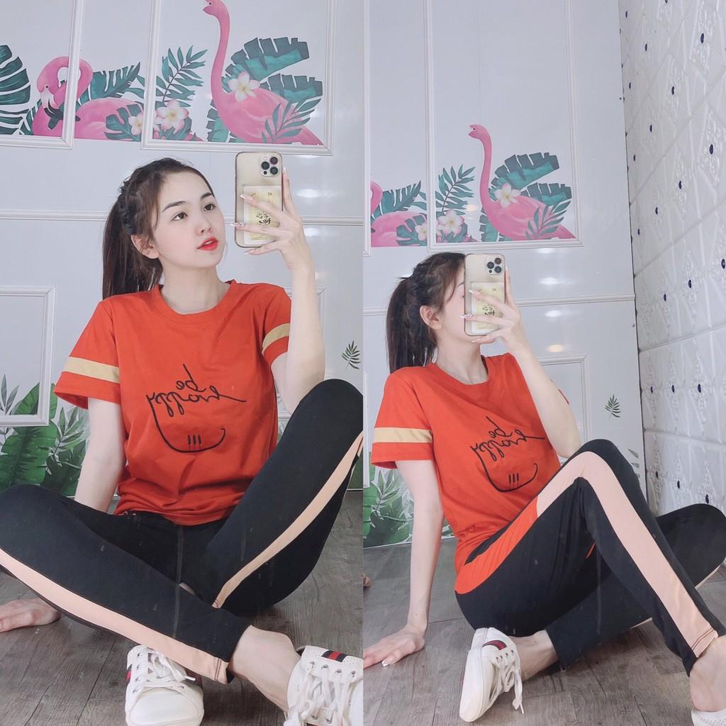 -Bộ mặc nhà thun thêu Be Happy, bộ quần dài giá tốt