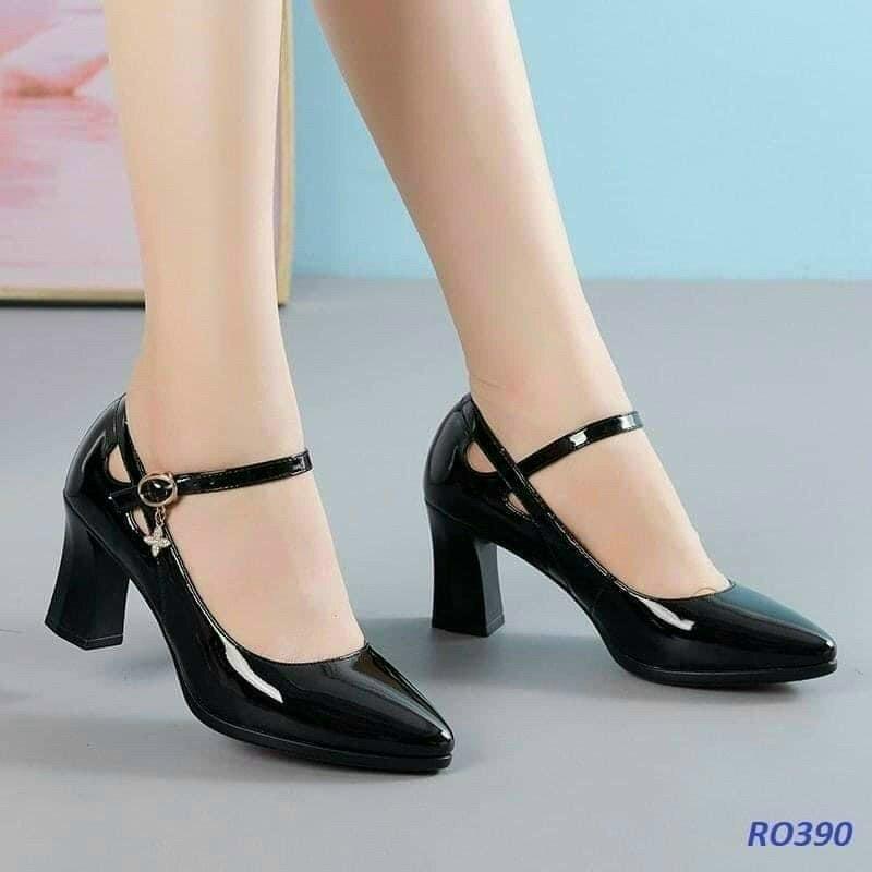 Giày cao gót nữ quai ngang ROSATA RO390 - 7p - Đen, Đỏ - HÀNG VIỆT NAM - BKSTORE